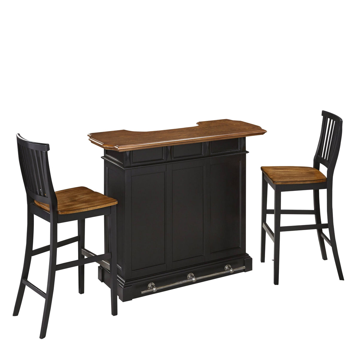 Black Bar and Two Stools O21924