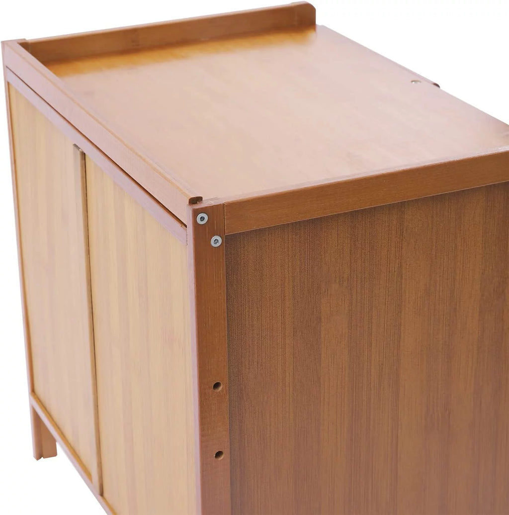 Bamboo Nightstand with 3 Drawers and Open Shelf X9021