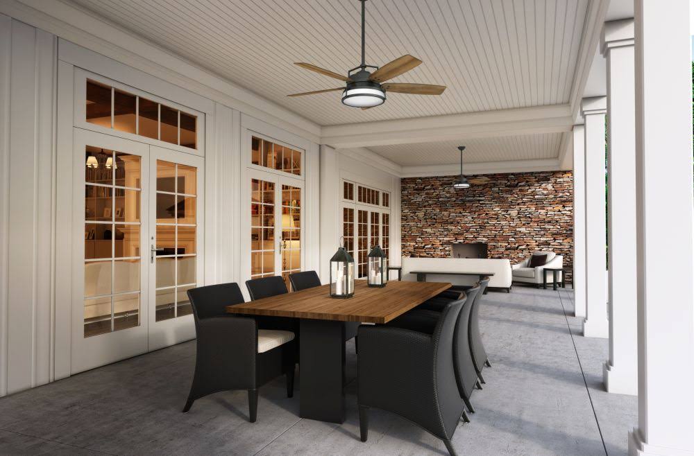 56x22 Aged Steel Ceiling Fan with Light with Wall Control Y635