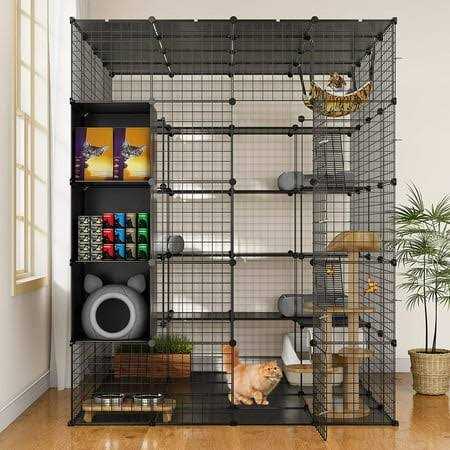 5-Tier Metal Cat Cage with Cube Storage Y635