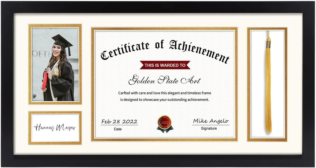 11x22 Certificate Frame with Tassel Holder & Real Glass V2704