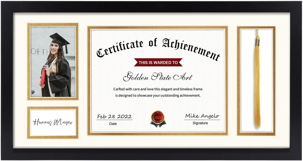 11x22 Certificate Frame with Tassel Holder & Real Glass V2704