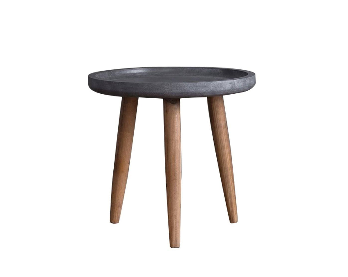 Gray Wood Side-End Table with Round Top C1371