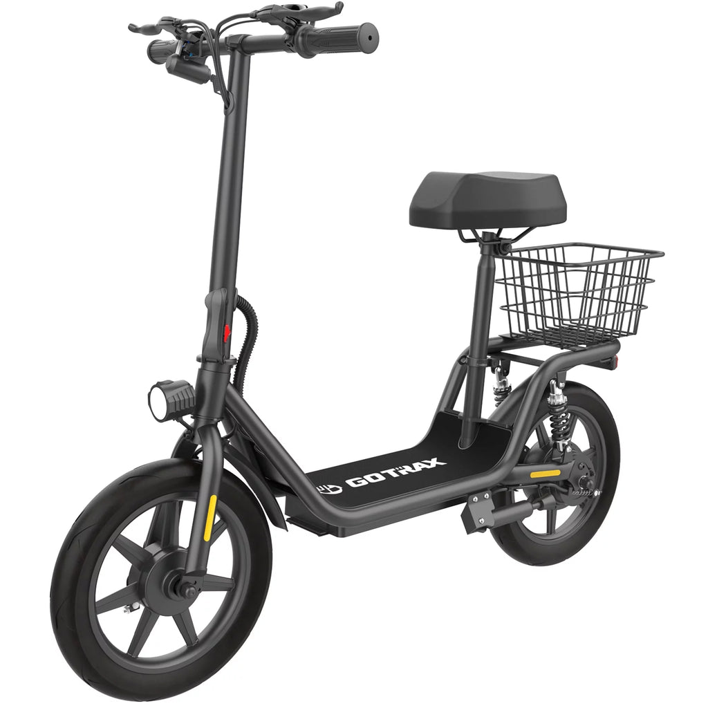 Electric Scooter with Seat, 400W, 14 Pneumatic Tire, Black E909