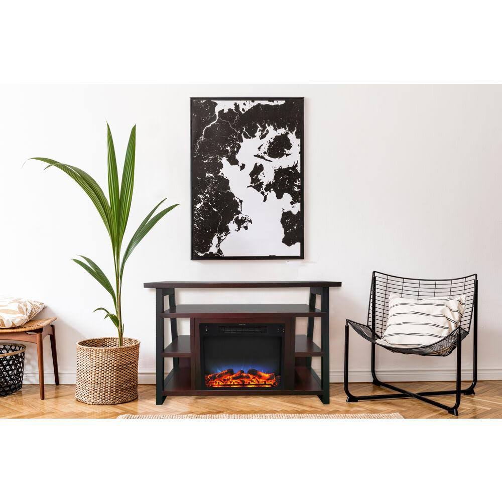 White Electric Fireplace Mantel with LED Flame Y399