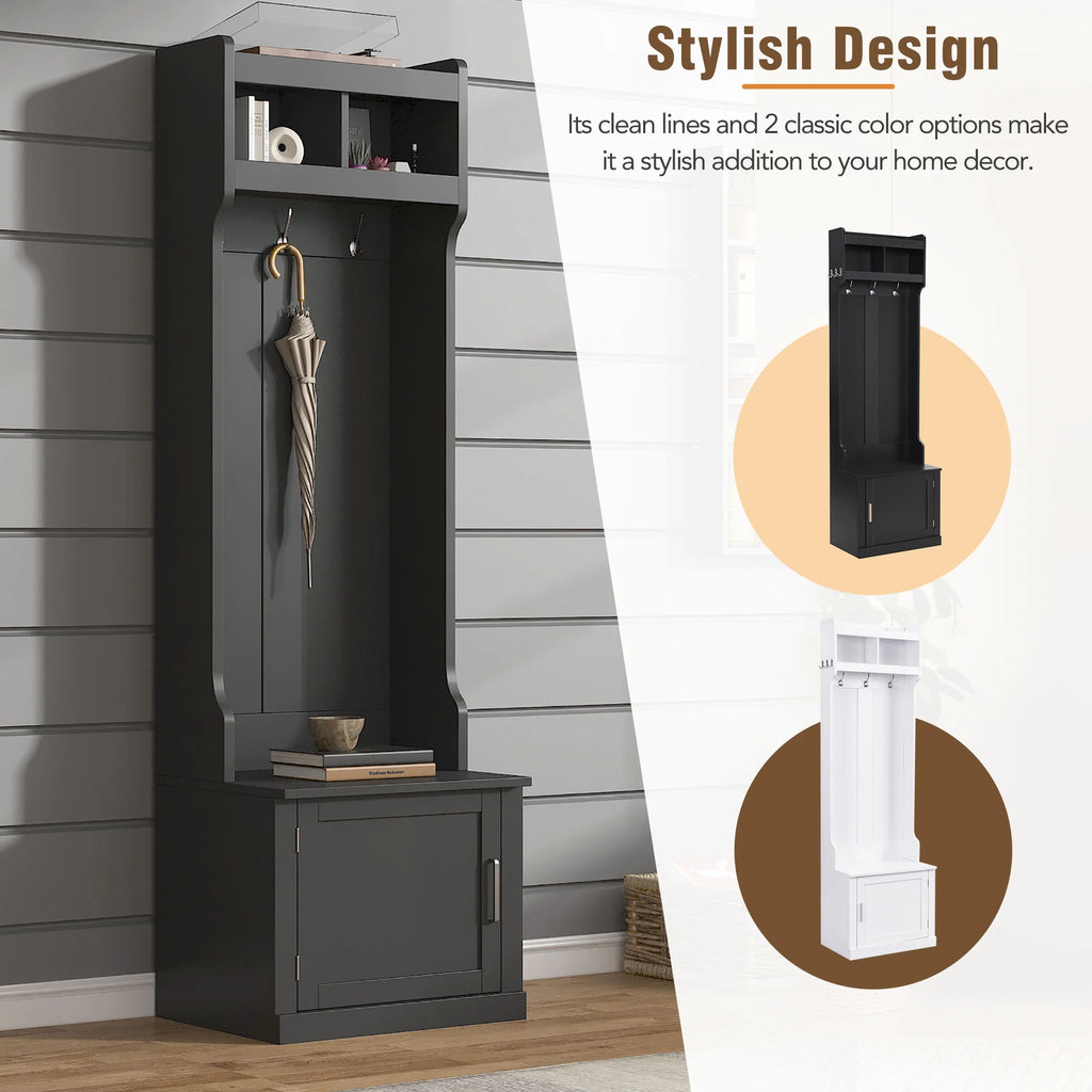 Multi-functional Hall Tree with Cabinet & 6 Hooks V612903