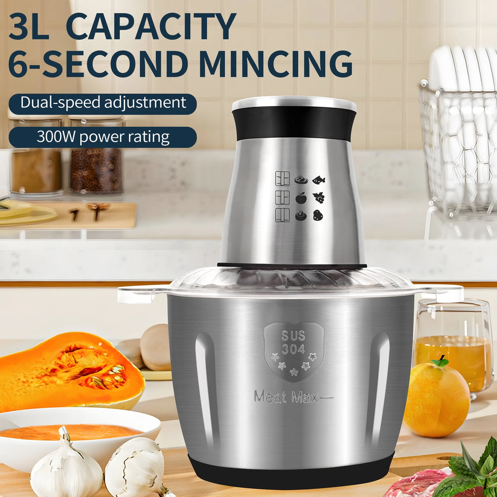 3L Stainless Steel Electric Food Chopper 300W J686