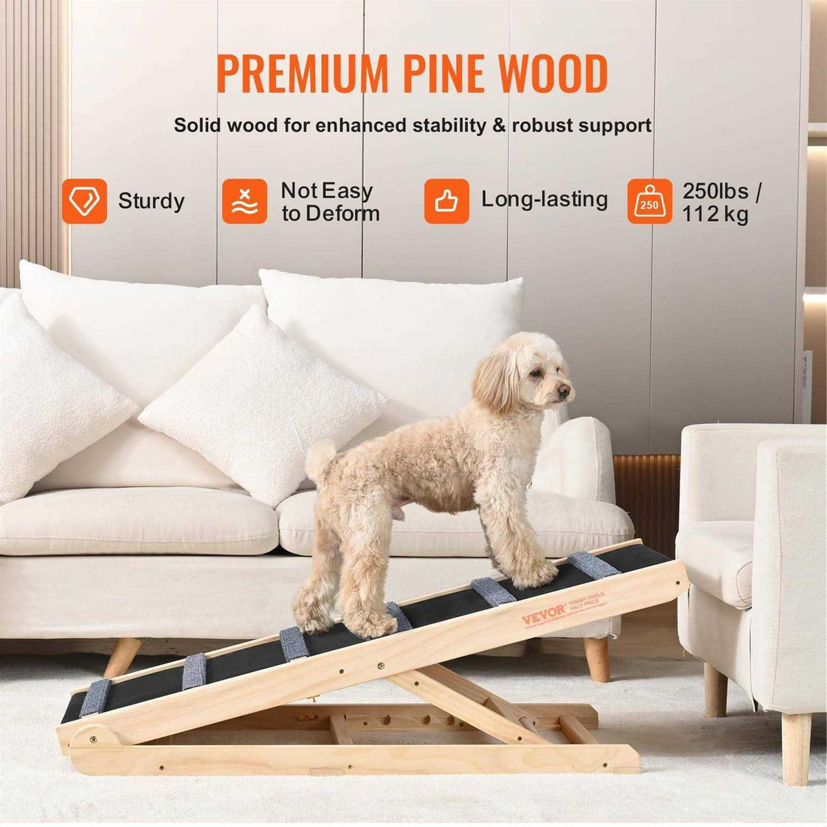 Folding Adjustable Dog Ramp for Bed J450