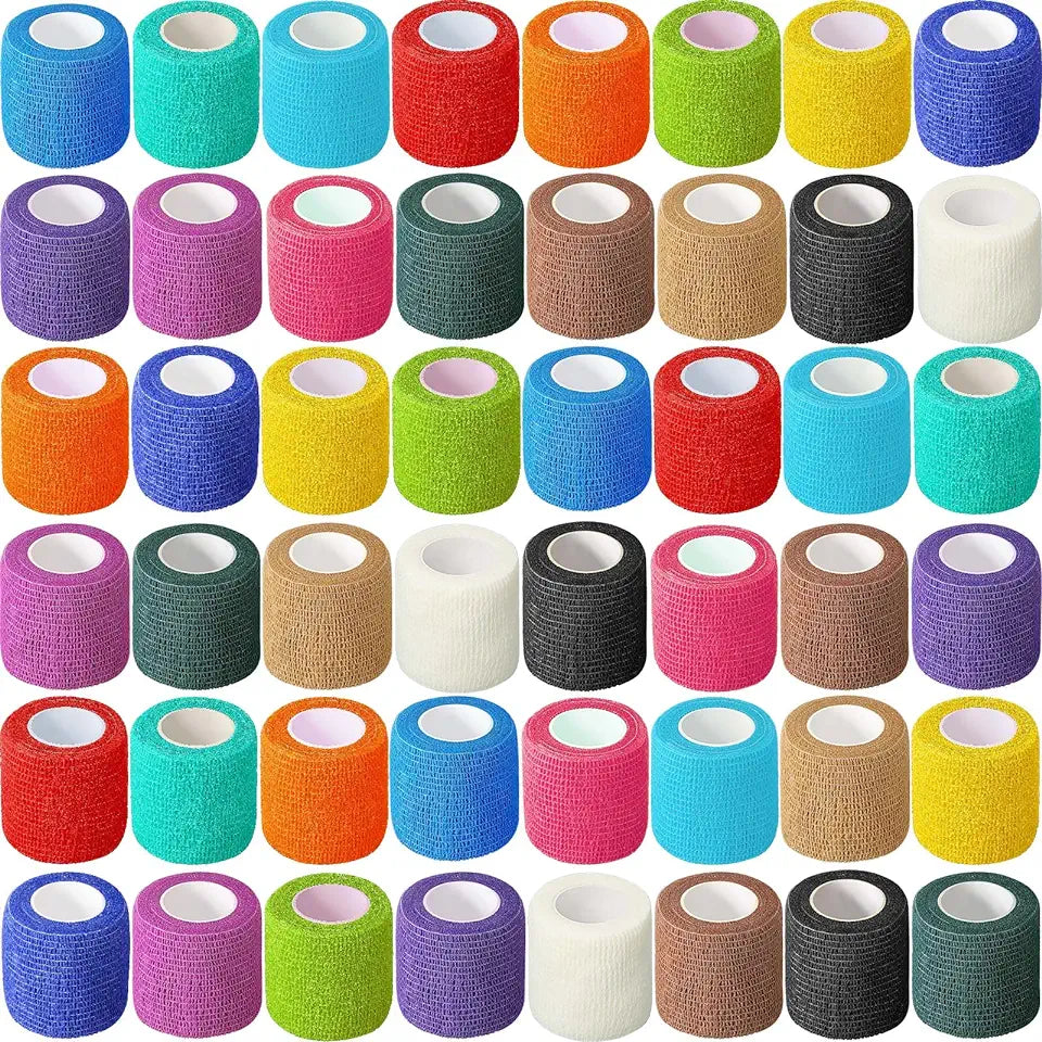 64 Pack Self Adherent Cohesive Wrap Bandages 2 Inch x 5 Yard Breathable Athletic Tape W70919