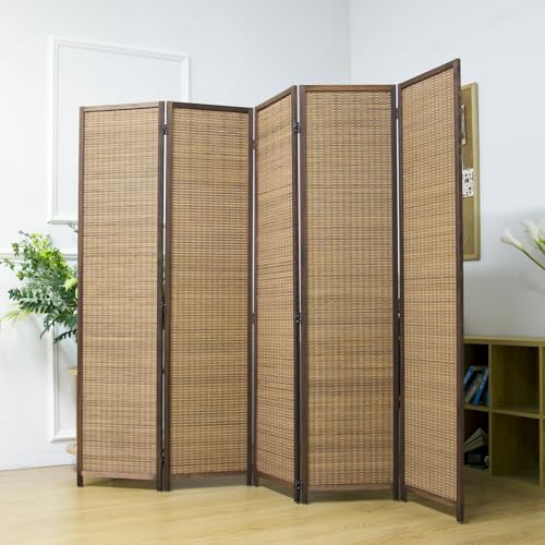 5.6 FT Tall Brown Bamboo Folding Room Divider Screen H2861