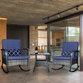 3 PCS Outdoor Rocking Chair Set with Cushions & Coffee Table W8419