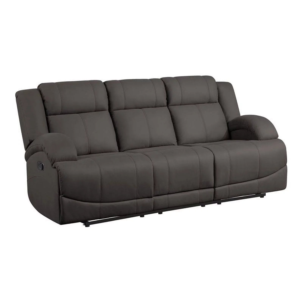 Chocolate Wood & Fabric Double Reclining Sofa B1104