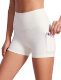 White Apricot Large 3 Inch Butterluxe Biker Shorts with Pockets X4763