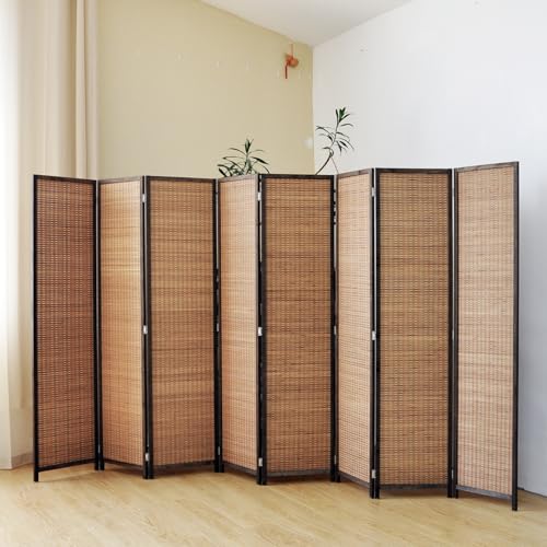 5.6 FT Tall Brown Bamboo Folding Room Divider Screen H2861