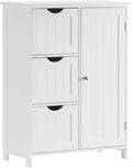 White Wooden Freestanding Bathroom Floor Cabinet with 1 Cupboard and 3 Drawers E4944