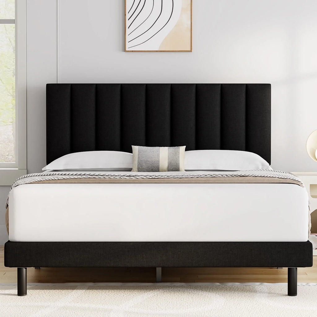 Queen Upholstered Platform Bed Frame with Headboard H1416