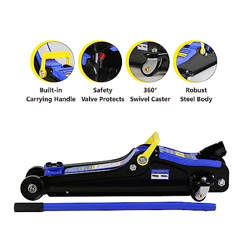 Blue Steel Low Profile Hydraulic Floor Jack, 2 Ton Capacity P11875