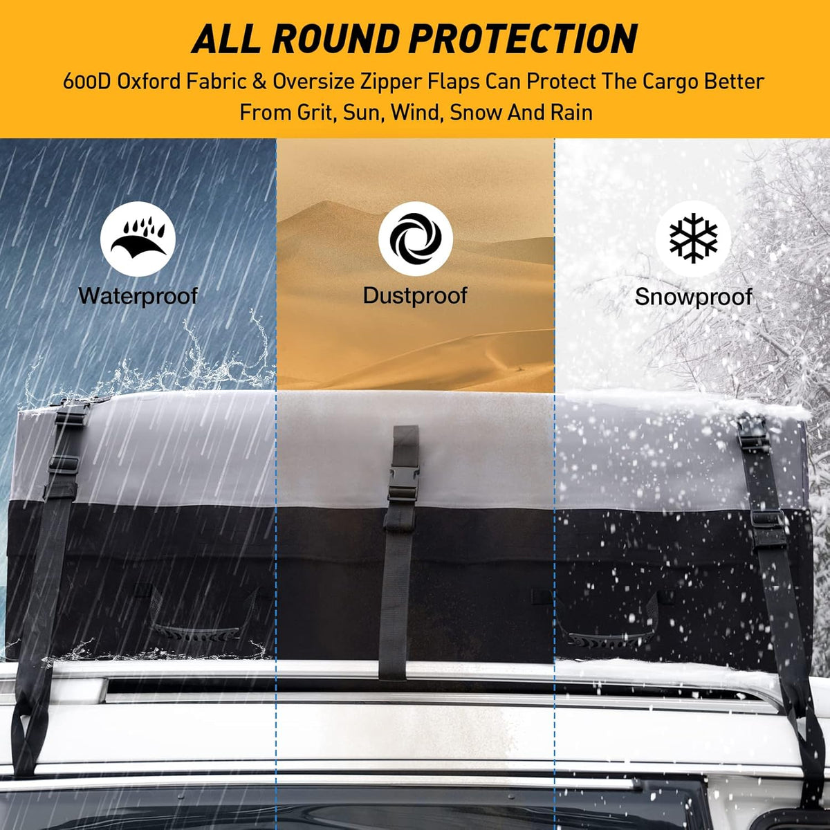 21 Cubic Feet Waterproof Soft-Shell Rooftop Cargo Carrier Bag L5497