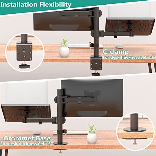 Extra Tall Single Monitor Desk Mount with Tray, Black O926424
