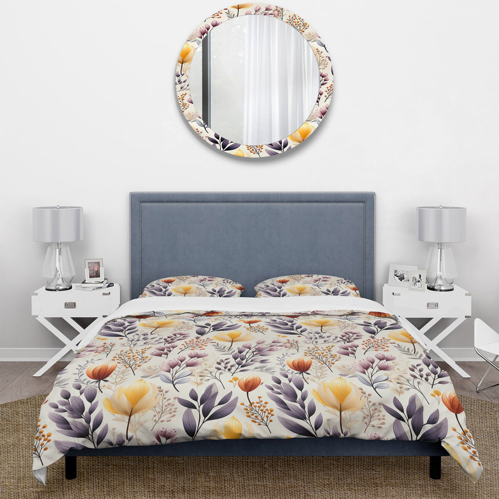 Yellow Floral Bedding Comforter Set with 2 Shams Twin I930