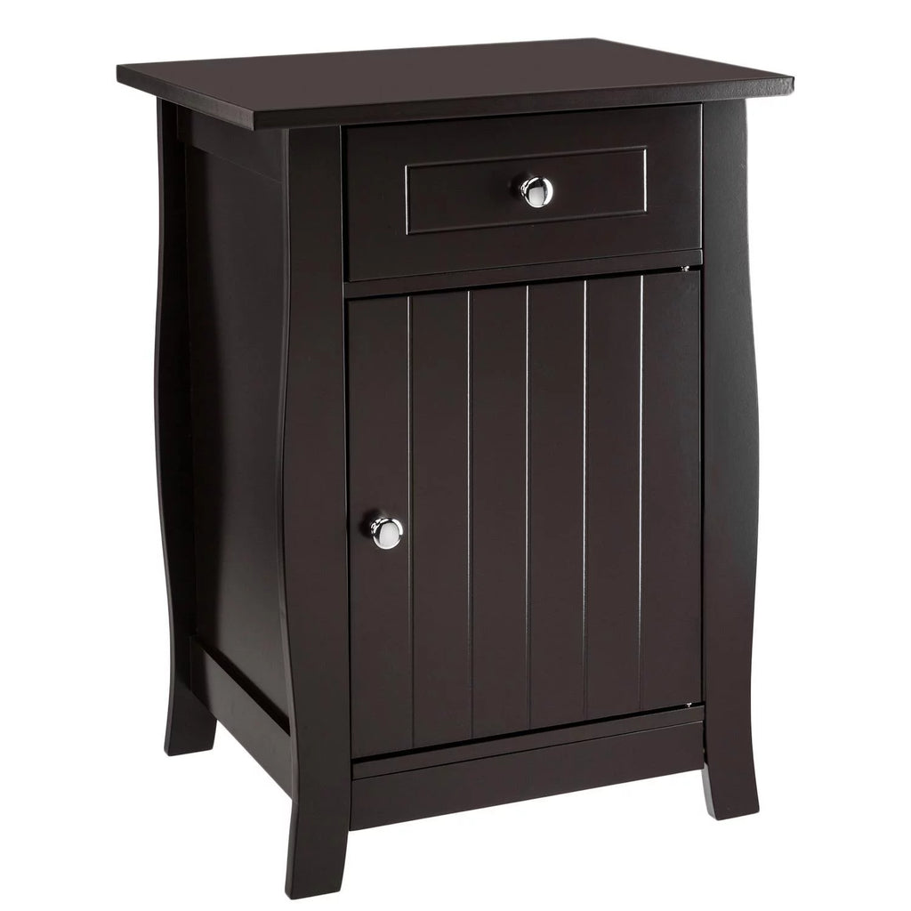 Coffee Nightstand with Drawer & Storage Cabinet B5117