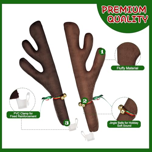 2 Pack Red Nose Car Antler Christmas Decorations S92455