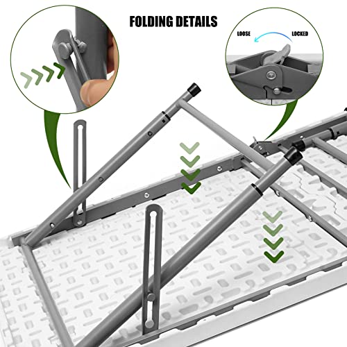4 Foot Heavy Duty Plastic Folding Table with Carrying Handle Q735
