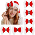 Red Velvet Ribbon Christmas Hair Bow Clips O803340