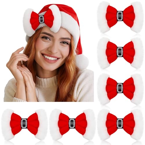 Red Velvet Ribbon Christmas Hair Bow Clips O803340