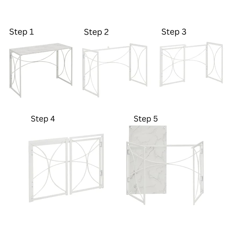 White Faux Marble Folding Desk E396822