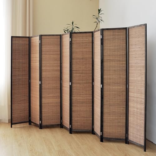 5.6 FT Tall Brown Bamboo Folding Room Divider Screen H2861