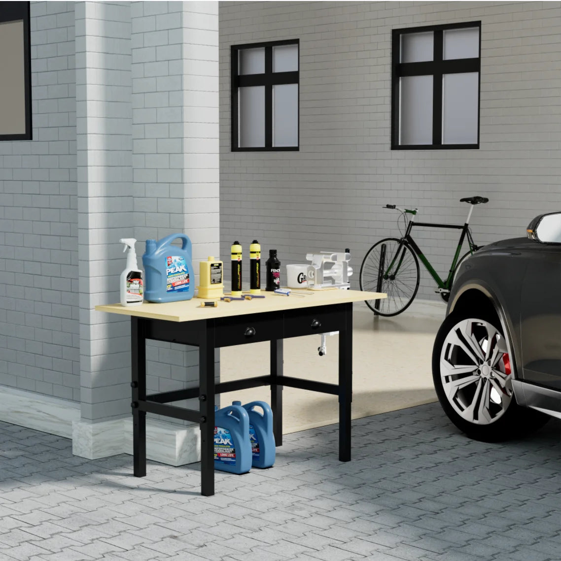 55'' Adjustable Work Bench with Power Outlets and Drawers P490111