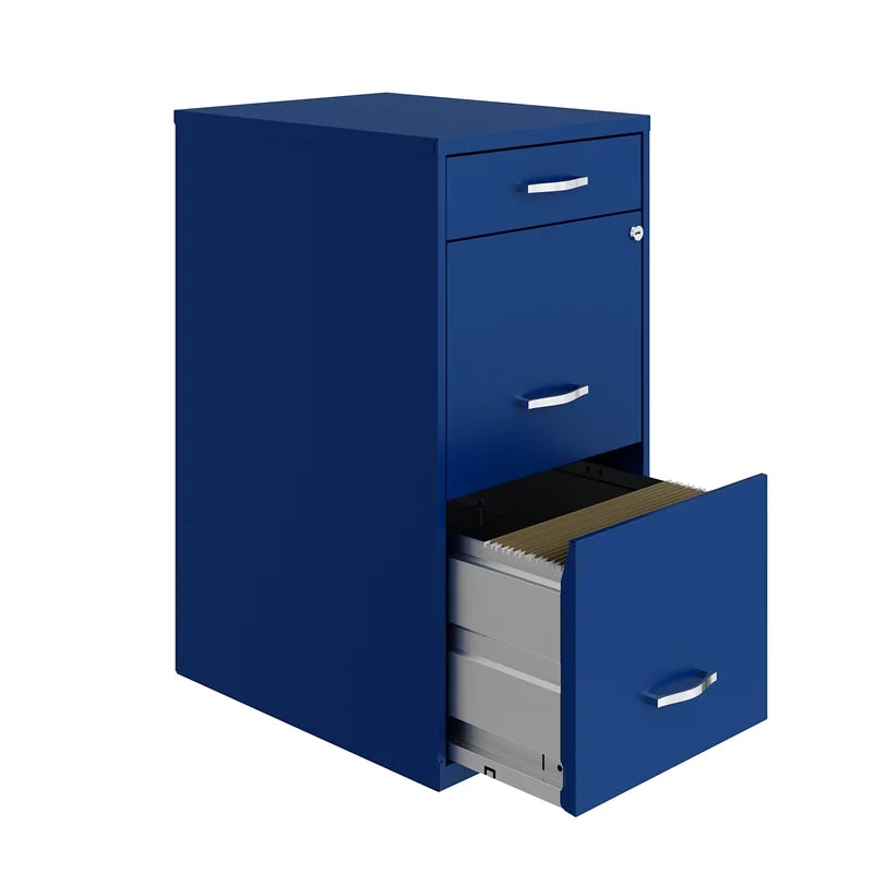 18" 3-Drawer Metal File Cabinet in Blue O453