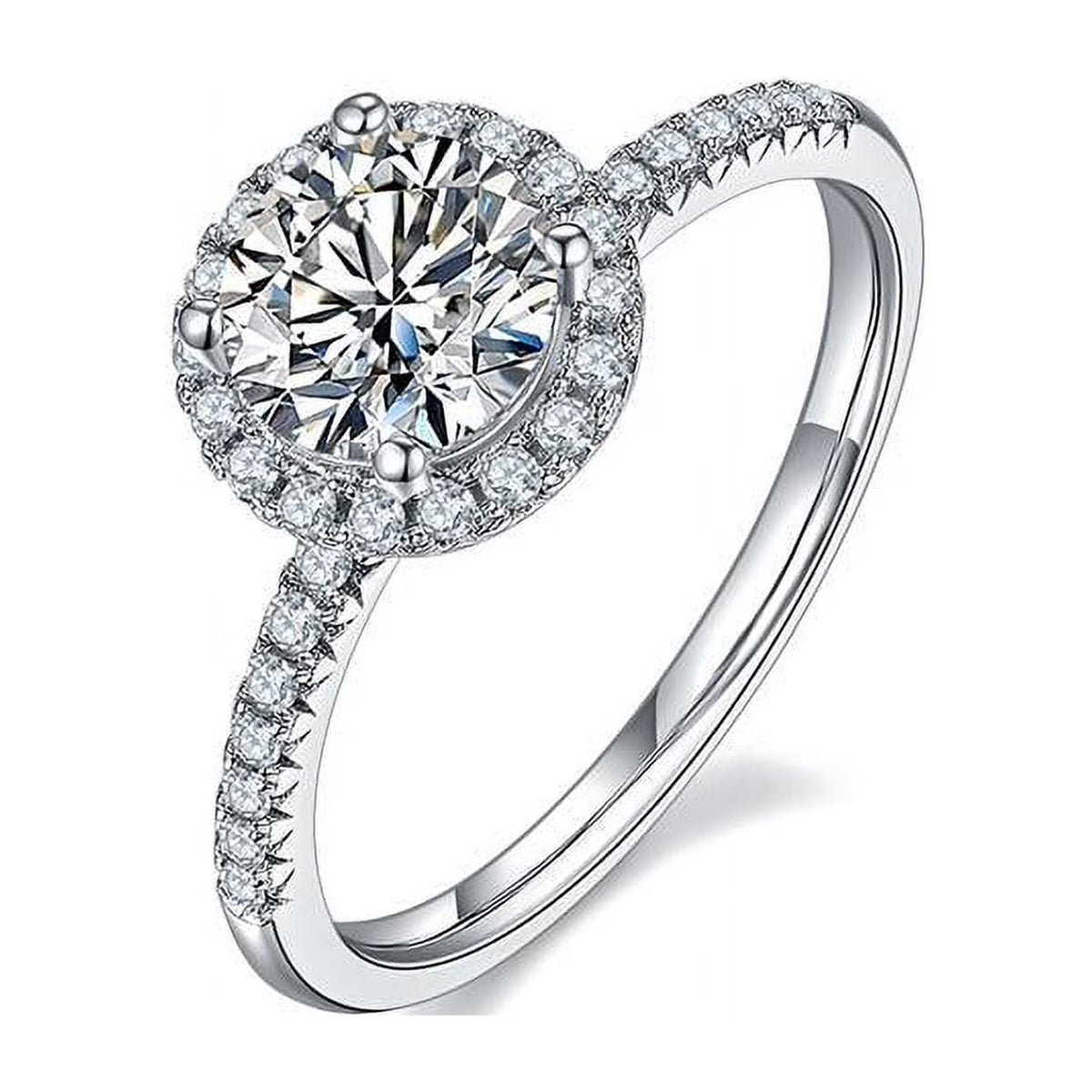 18K White Gold over Silver Moissanite Wedding Ring L942
