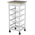 White Wooden Rolling Kitchen Storage Cart M72944