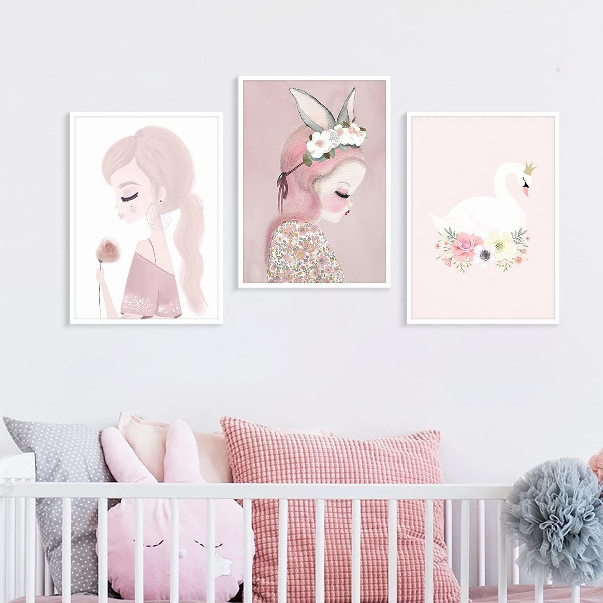 Pink Framed Canvas Wall Decor 12x16x3PCS T834252
