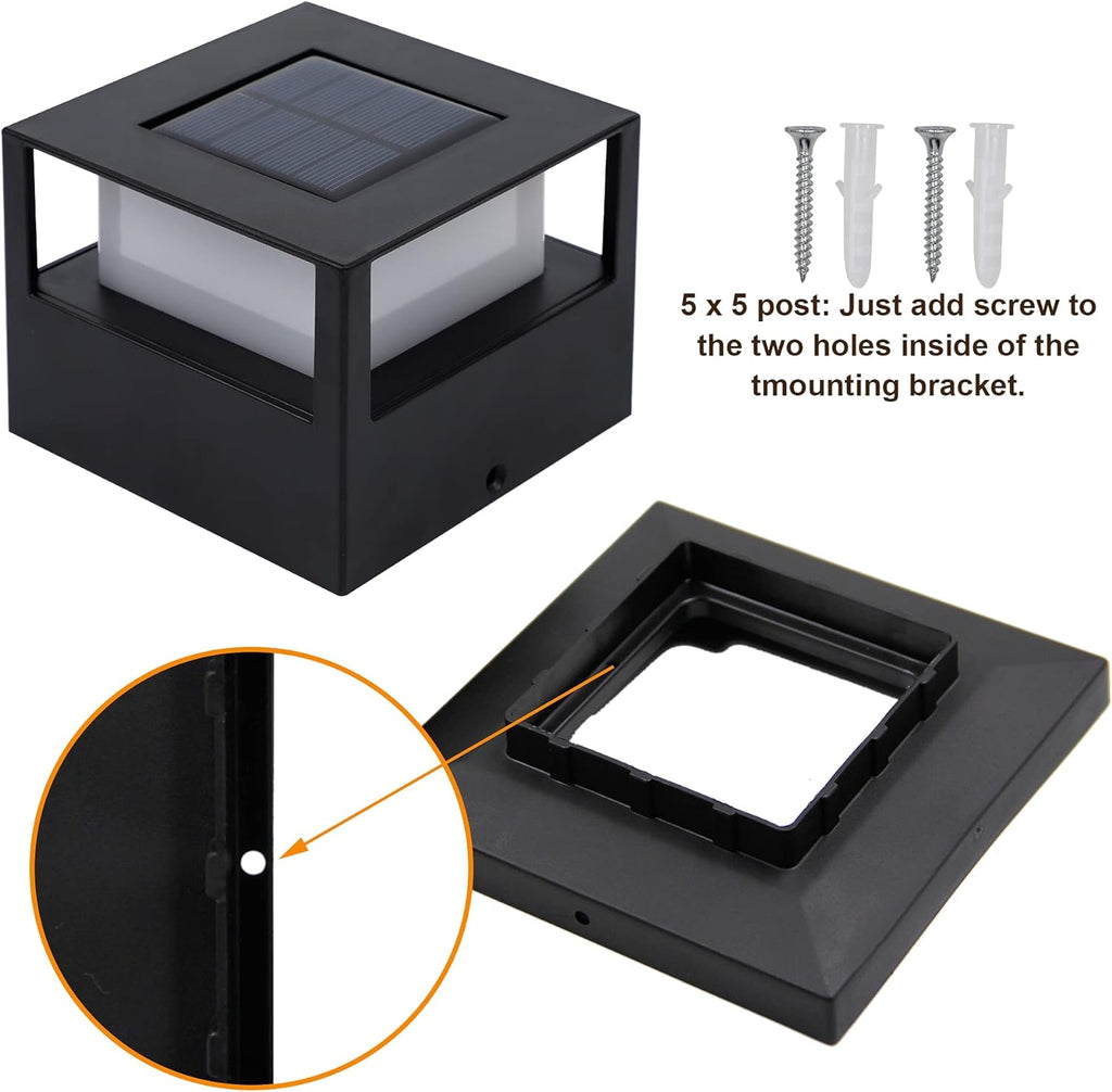 4 Pack Solar Post Lights, 20 Lumen Warm White LED, Fits 4x4, 5x5 or 6x6 Wooden Posts W843784