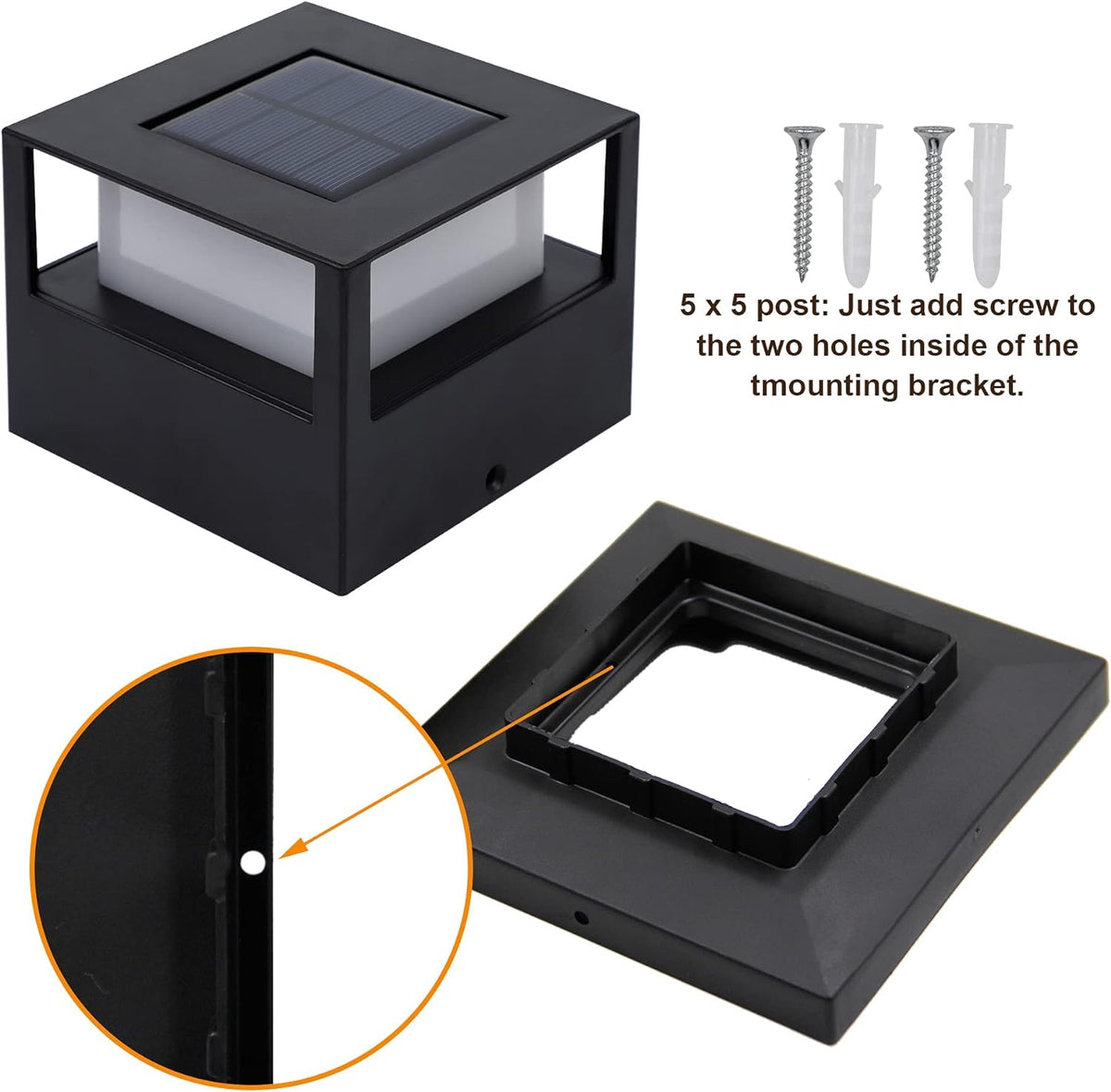 4 Pack Solar Post Lights, 20 Lumen Warm White LED, Fits 4x4, 5x5 or 6x6 Wooden Posts W843784