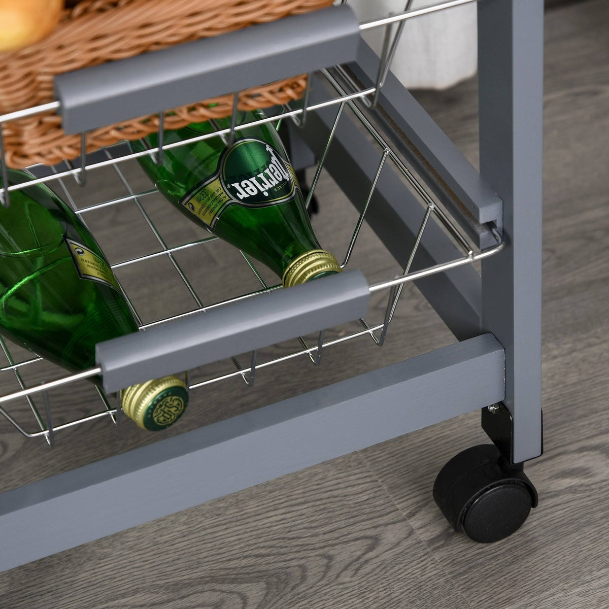 White Wooden Rolling Kitchen Storage Cart M72944