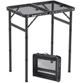Aluminum Folding Camping Grill Table Adjustable Height Black D2717