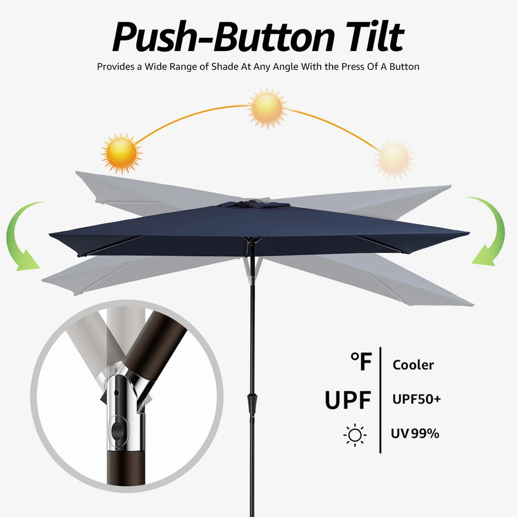 6.5' x 10' Rectangular Beige Patio Umbrella M99300