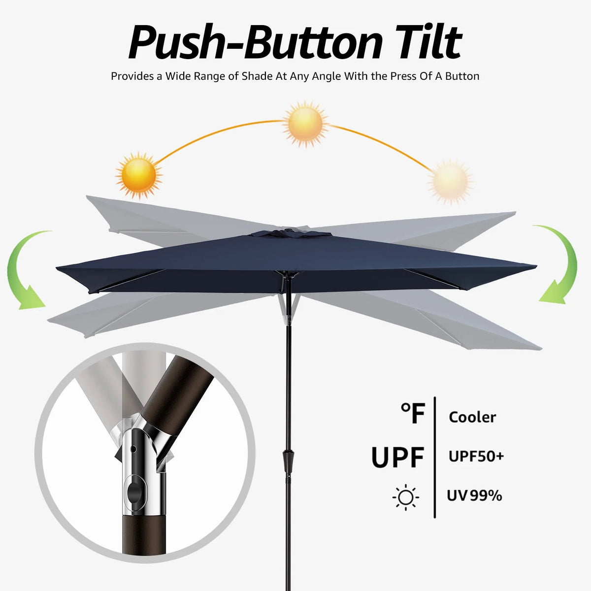 6.5' x 10' Rectangular Beige Patio Umbrella M99300