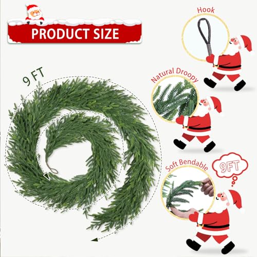 9Ft Artificial Evergreen Cedar Pine Garland R5680