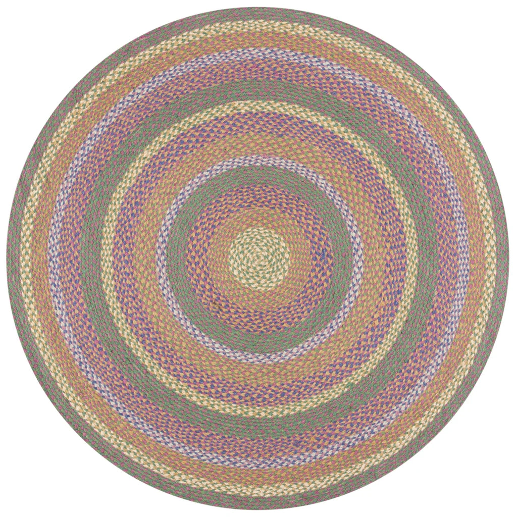Handwoven Green Pink Rug C11053