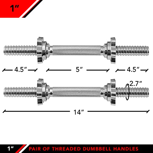 Threaded Dumbbell Handles, Set of 2, with Star Collars V3350