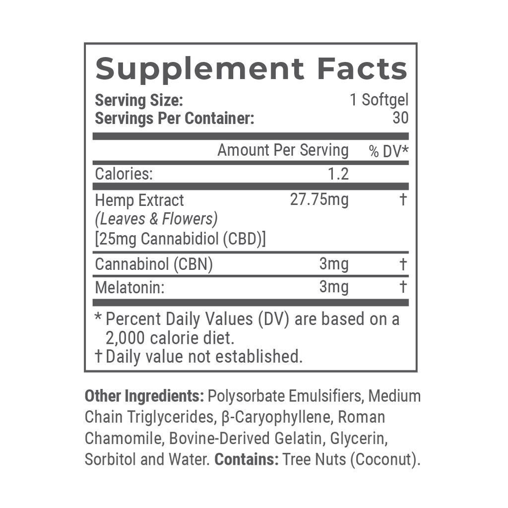 25mg CBD Sleep Softgels with CBN H63221