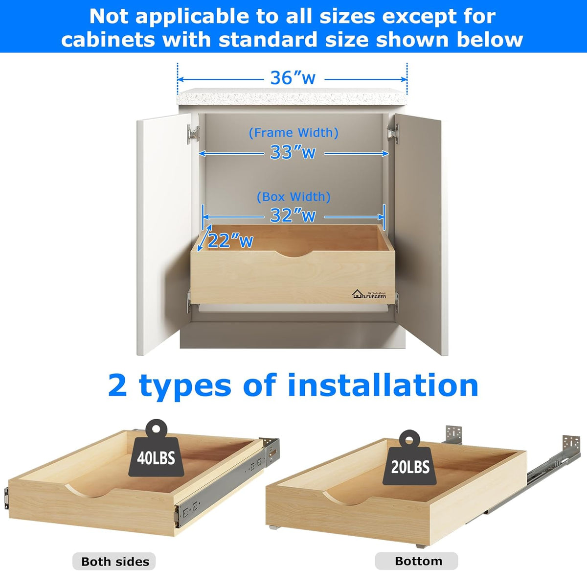 Pull Out Cabinet Organizer (32''W x 21''D) S863