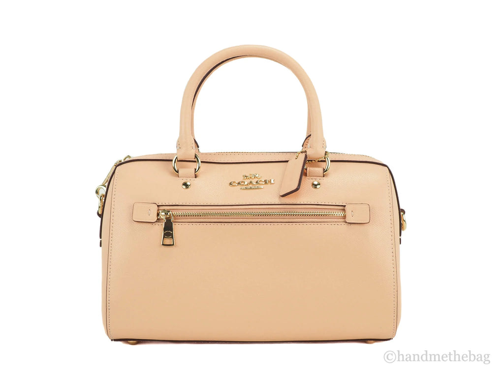 Faded Blush Grain Leather Medium Satchel Crossbody Handbag N1062