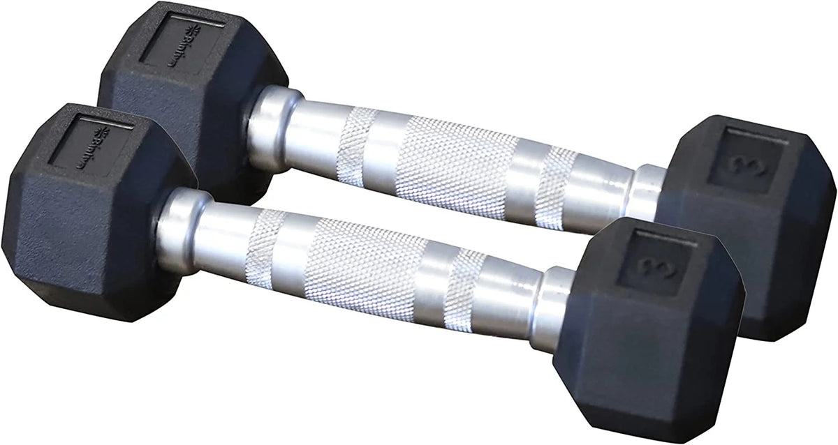 Rubber Coated Hexagon Dumbbells Pairs Encased Hand Weights X8744