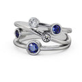 14K White Gold Blue Sapphire Diamond Eternity Band Size 4 X242977